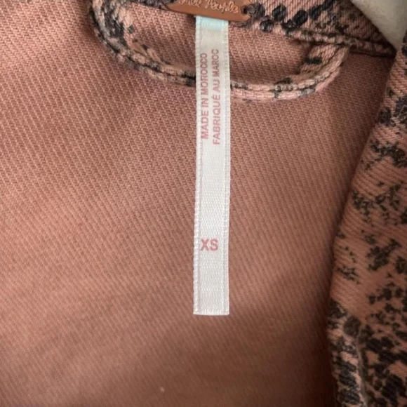 Free People Black and Brown Snake Print Jean Jacket - Picture 3 of 6
